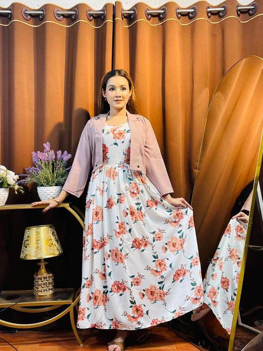 Dubai Cherry Fabrics, Gown With Koti (Original and Premium Quality)