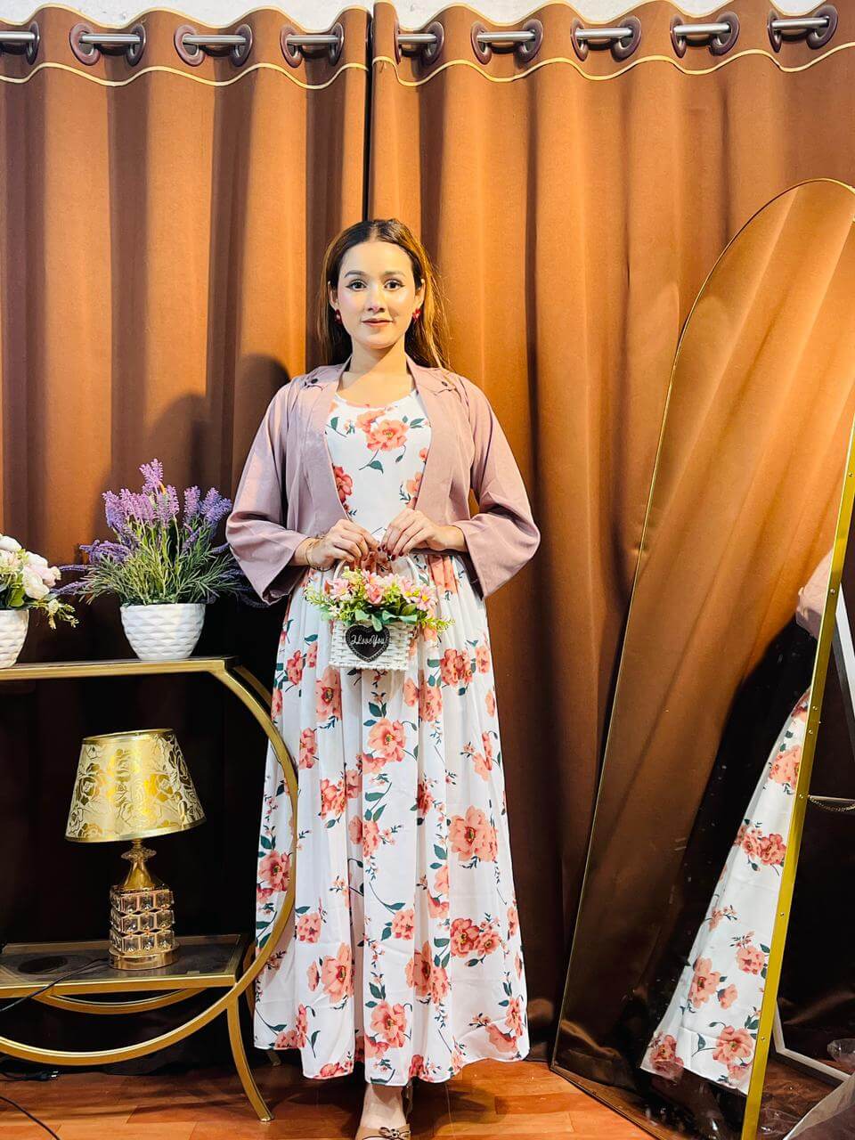 Dubai Cherry Fabrics, Gown With Koti (Original and Premium Quality)