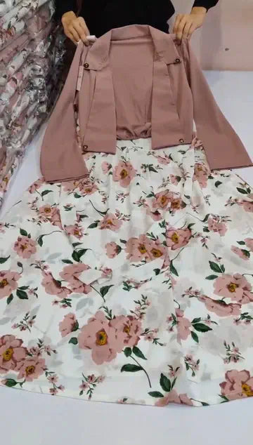 Dubai Cherry Fabrics, Gown With Koti (Original and Premium Quality)