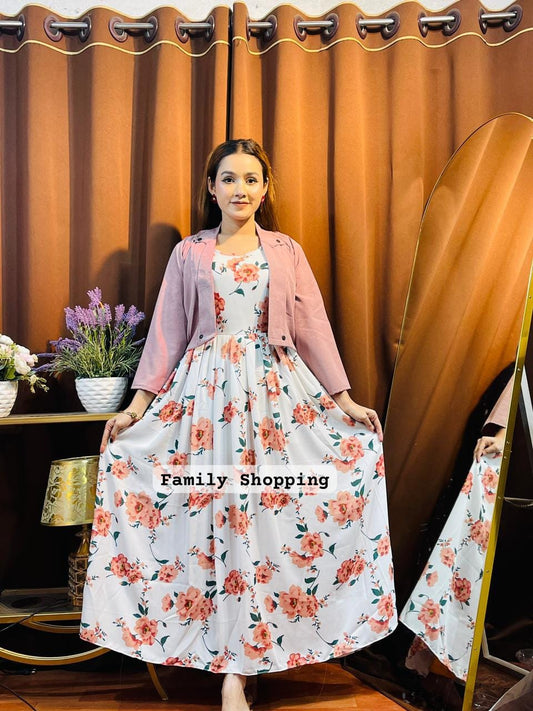 Dubai Cherry Fabrics, Gown With Koti (Original and Premium Quality)