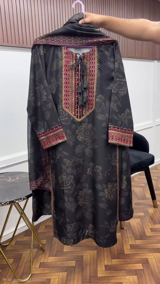 ✨Black Embroidery Elegant Three-Piece Suit Set✨